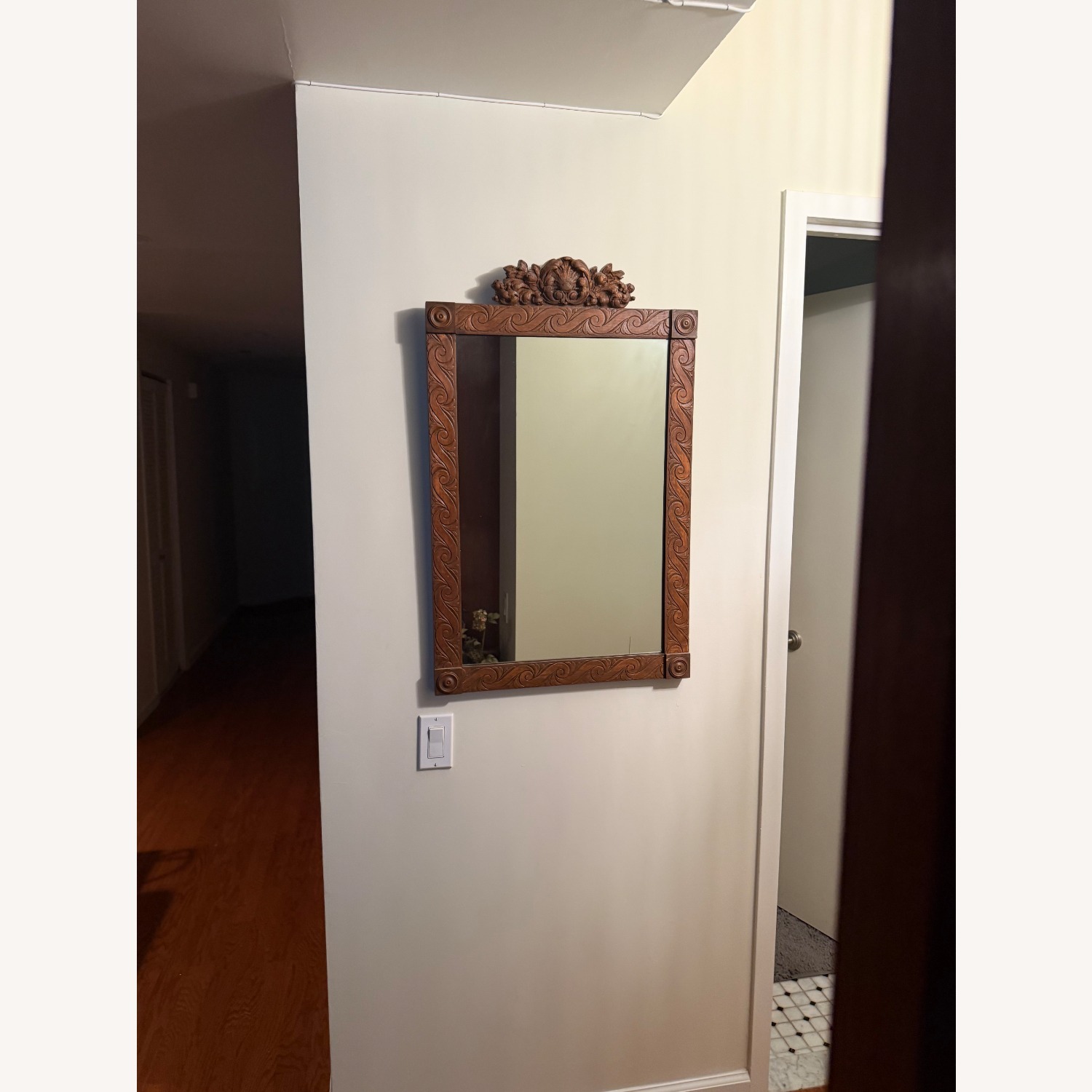 Vintage/Antique Finds Dark Brown Wood Wall Mirror - image-3