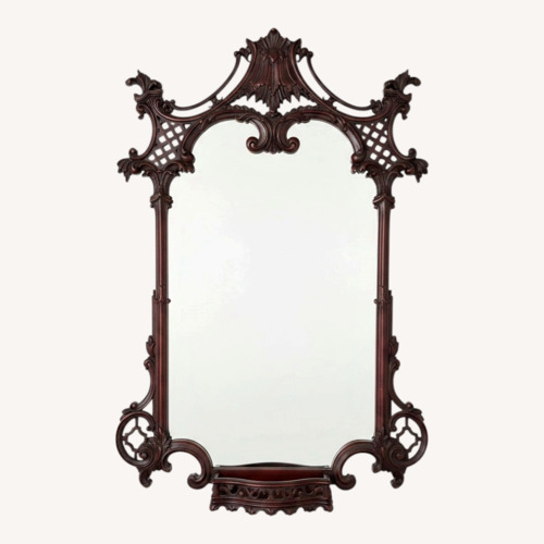 Used Solid Wood Antique Mirror W Floating Shelf for sale on AptDeco