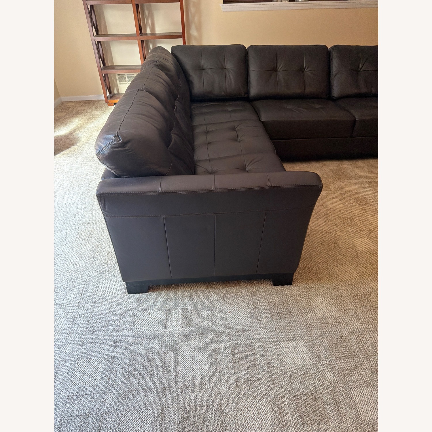 Macy's Dark Brown Leather 3+ Piece Sectional - image-5