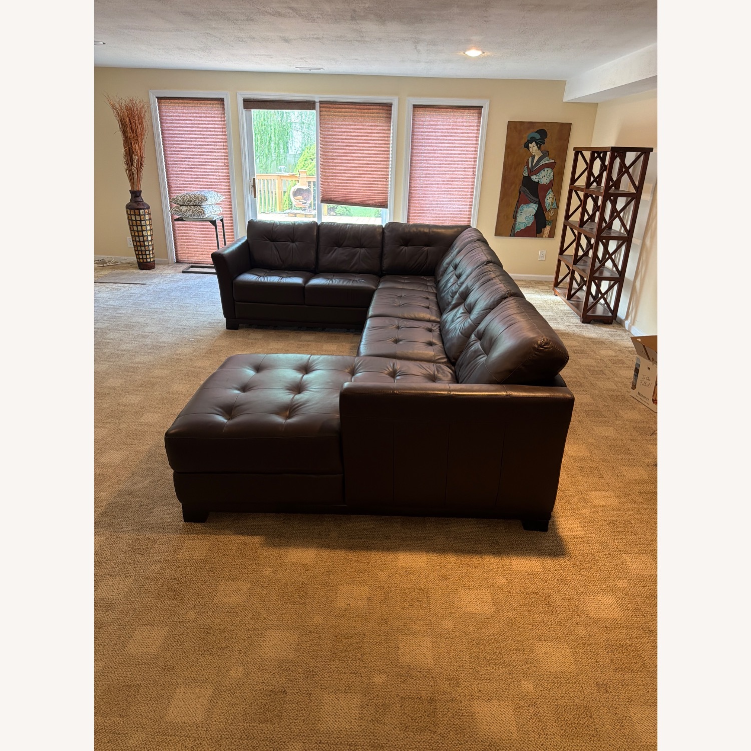Macy's Dark Brown Leather 3+ Piece Sectional - image-2