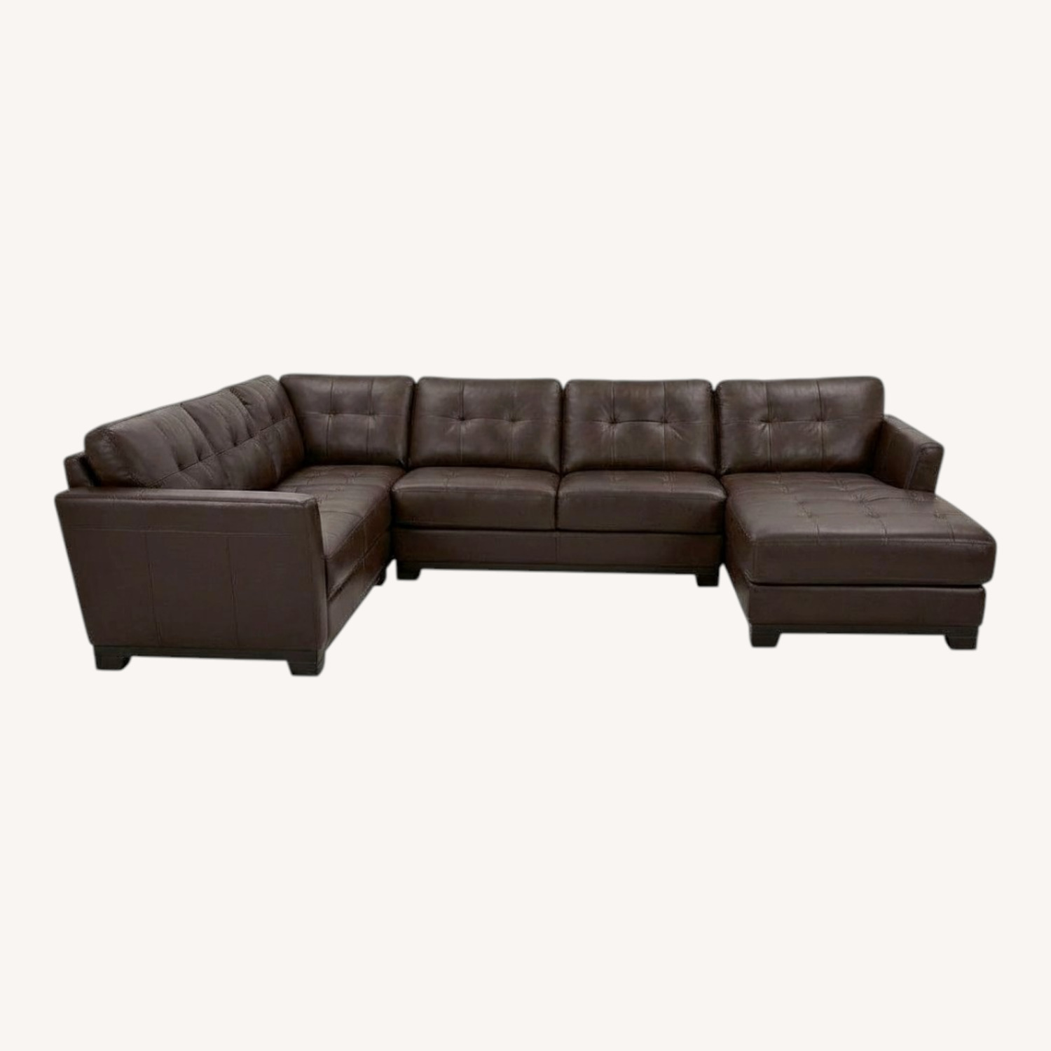 Macy's Dark Brown Leather 3+ Piece Sectional - image-0