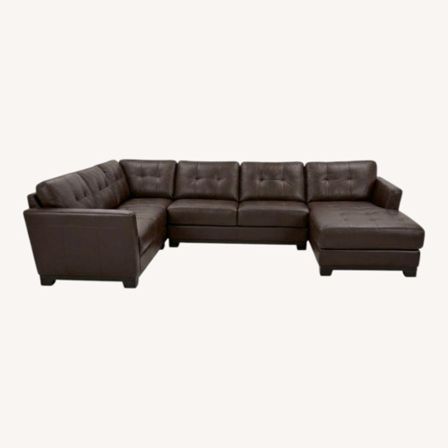 Used Macy's Dark Brown Leather 3+ Piece Sectional for sale on AptDeco