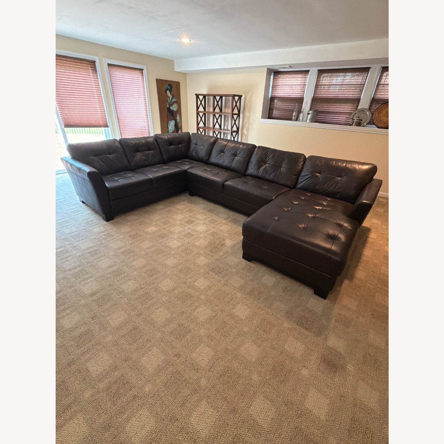 Macy's Dark Brown Leather 3+ Piece Sectional - image-1