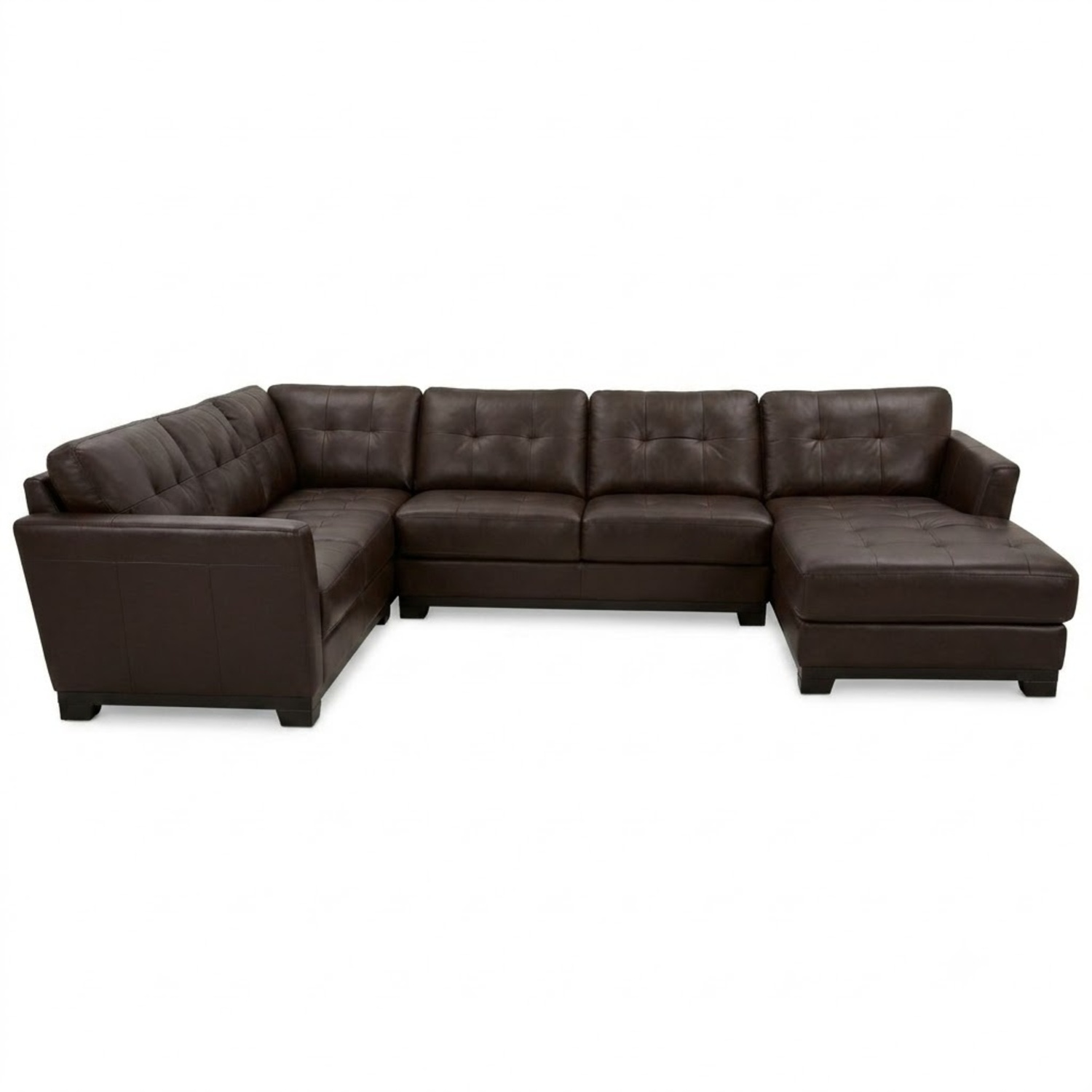 Macy's Dark Brown Leather 3+ Piece Sectional - image-7