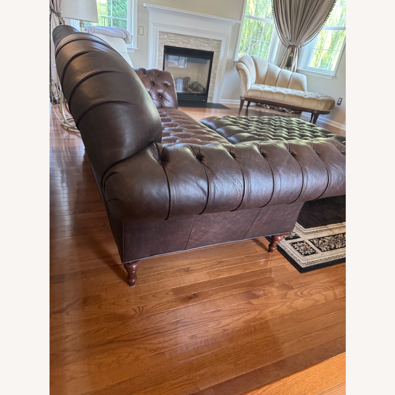 Arhaus Dark Brown Leather 3+ Seater Sofa - image-3
