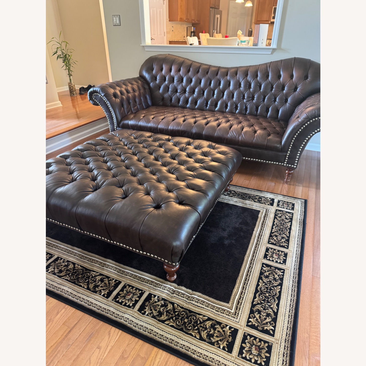 Arhaus Dark Brown Leather 3+ Seater Sofa - image-2