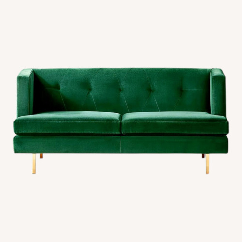 Used CB2 Avec Emerald Green 2 Seater Sofa W Brass Legs for sale on AptDeco