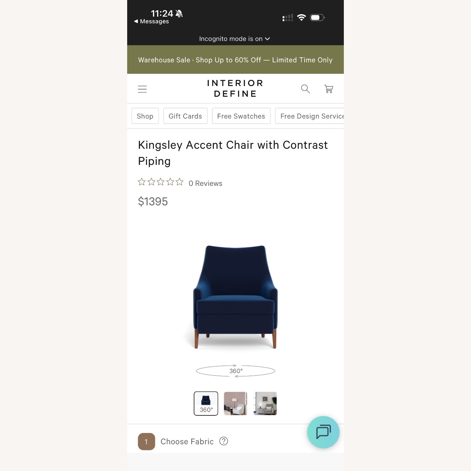 Interior Define Kingsley Blue Fabric Accent Chair - image-6