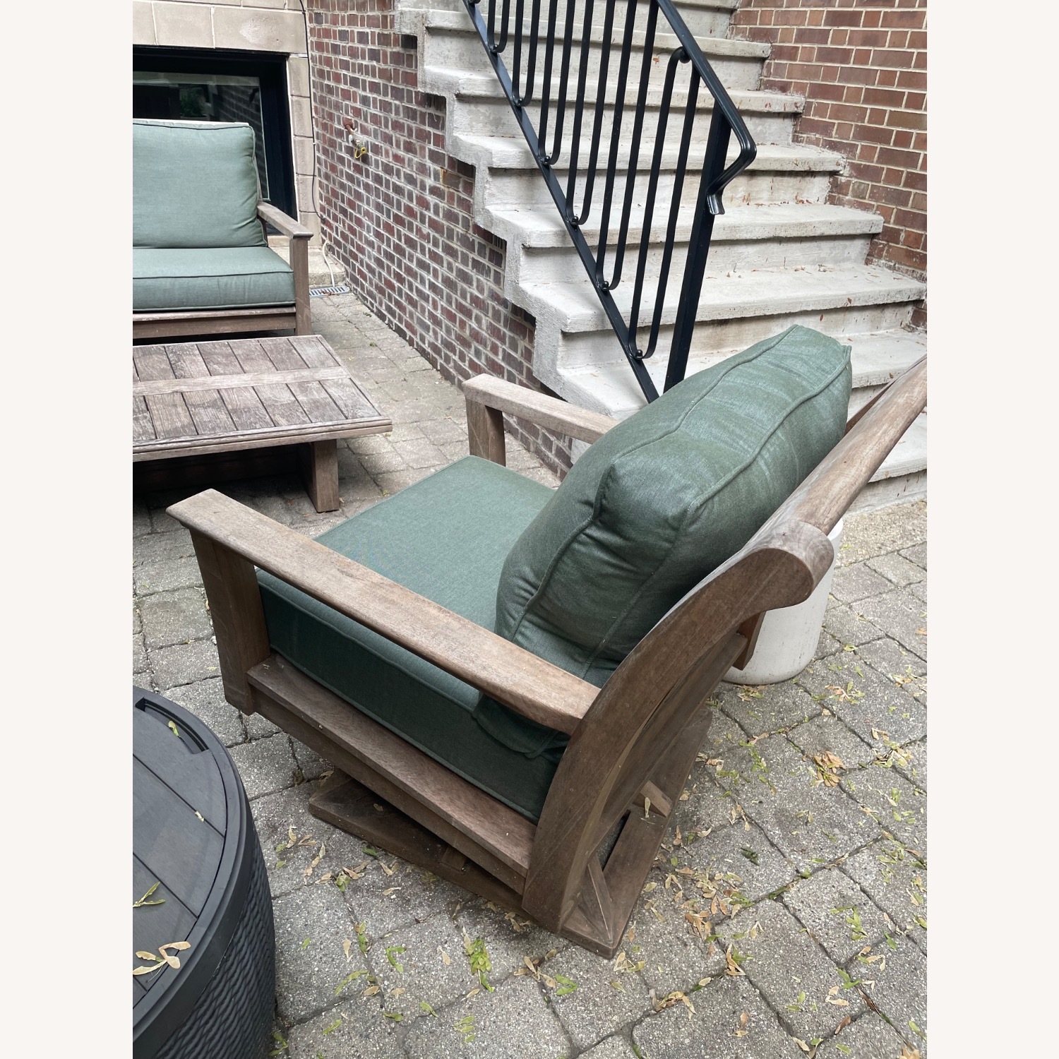 Teak Sofa, Chair and Swivel Chair With Covers - image-6