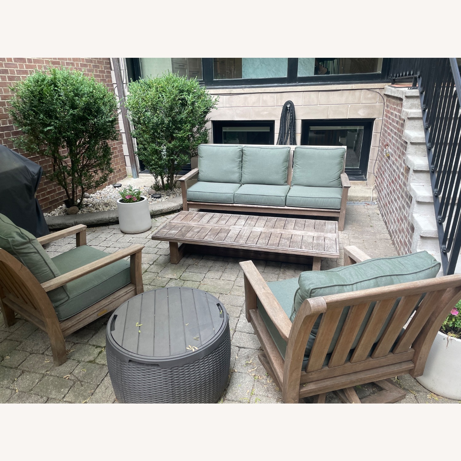 Teak Sofa, Chair and Swivel Chair With Covers - image-2