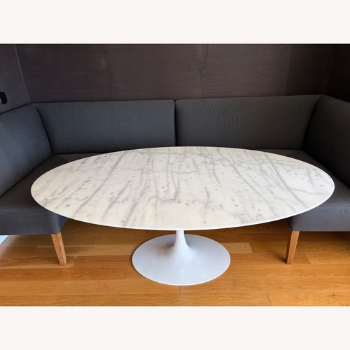 Used Saarinen-Style Oval Marble Tulip Dining Table for sale on AptDeco