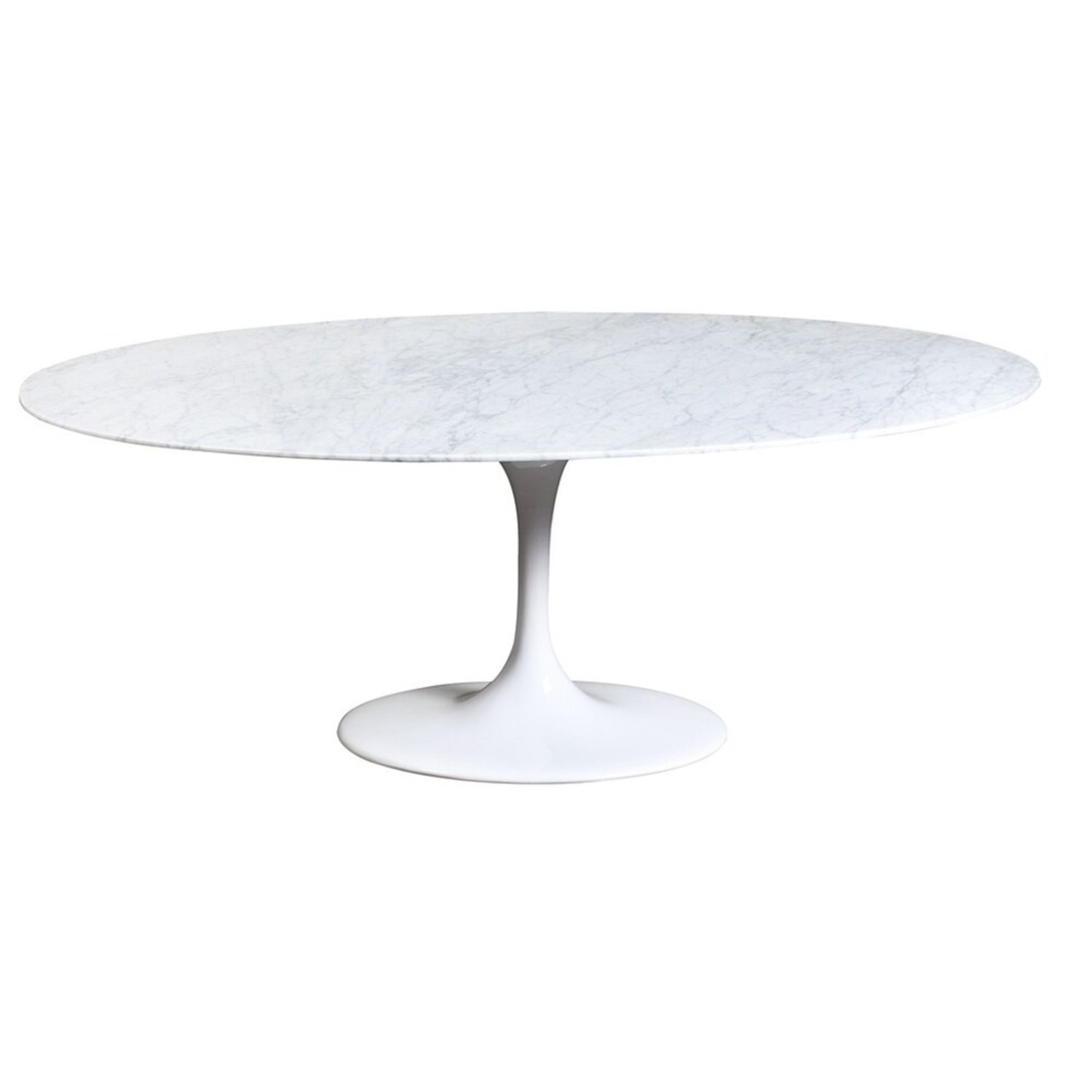 Saarinen-Style Oval Marble Tulip Dining Table - image-5