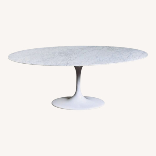 Used Saarinen-Style Oval Marble Tulip Dining Table for sale on AptDeco