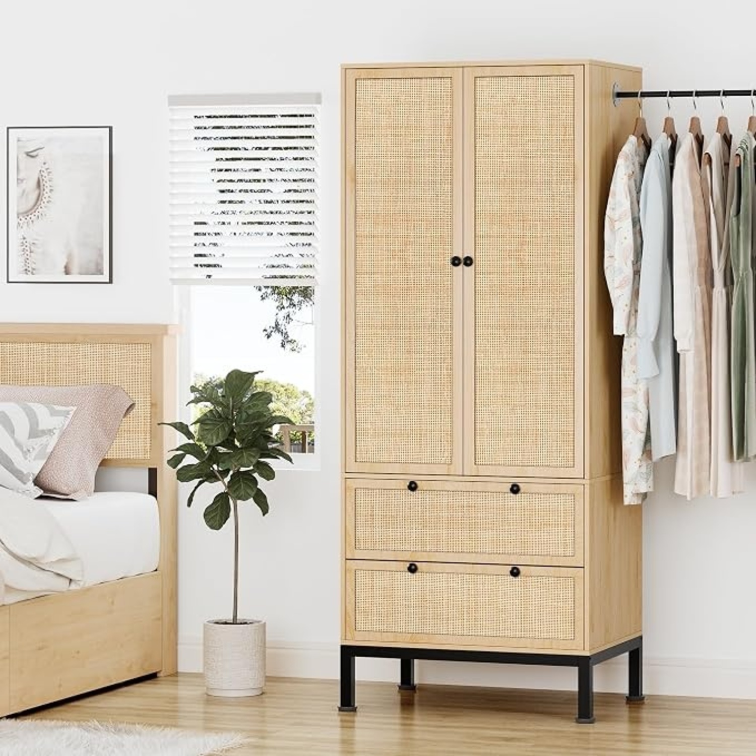 Yechen Natural Rattan Armoire - image-6