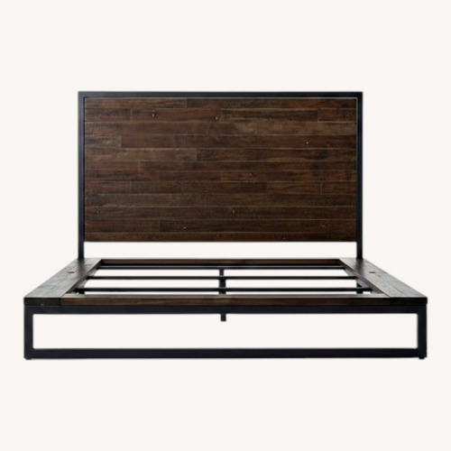 Used West Elm Dark Brown Wood Queen Bed for sale on AptDeco