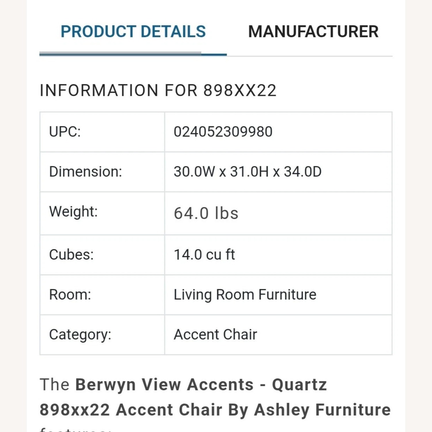Ashley Furniture Berwyn View Fabric Accent Chair - image-4