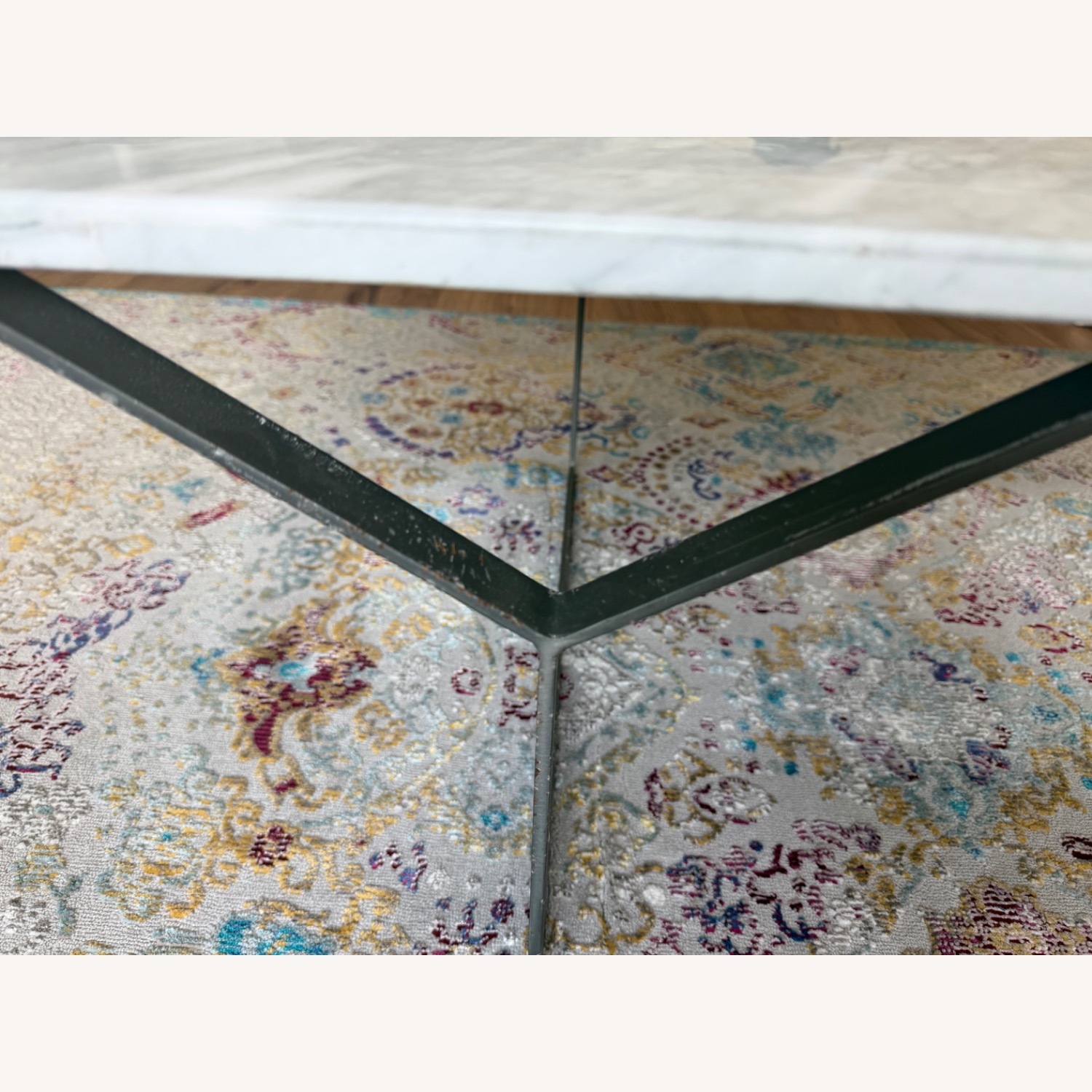 West Elm White Marble & Steel Y-Base Coffee Table - image-3