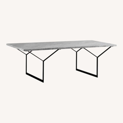 Used West Elm White Marble & Steel Y-Base Coffee Table for sale on AptDeco