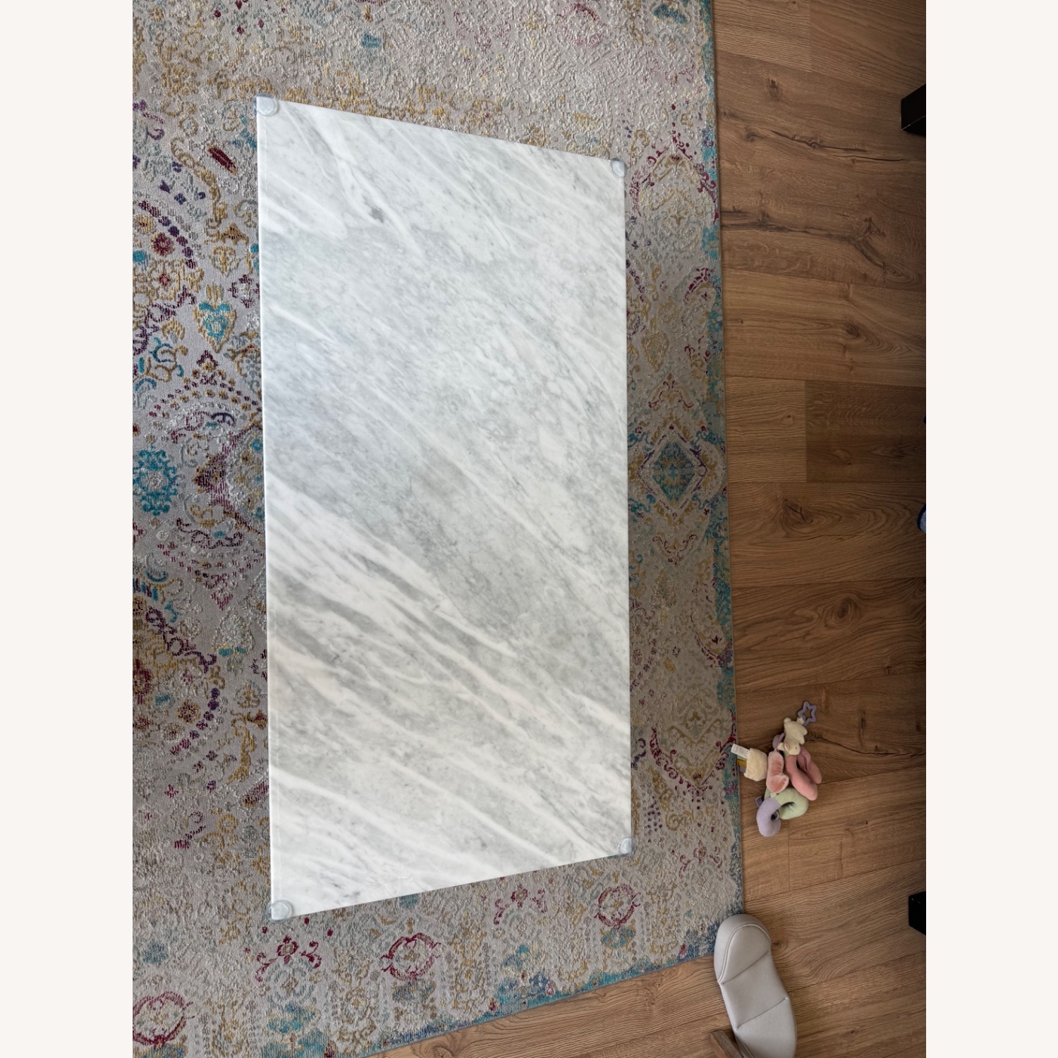 West Elm White Marble & Steel Y-Base Coffee Table - image-2