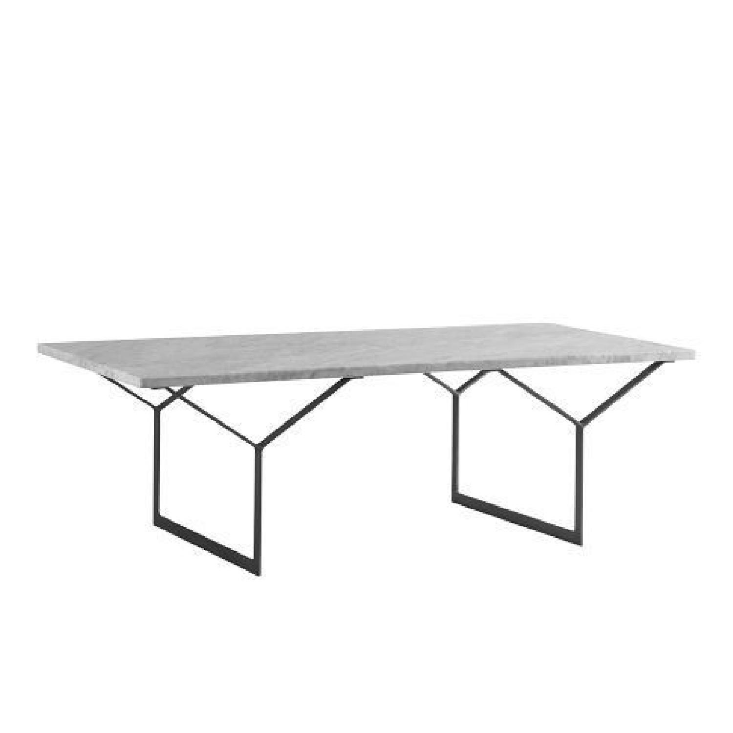 West Elm White Marble & Steel Y-Base Coffee Table - image-5