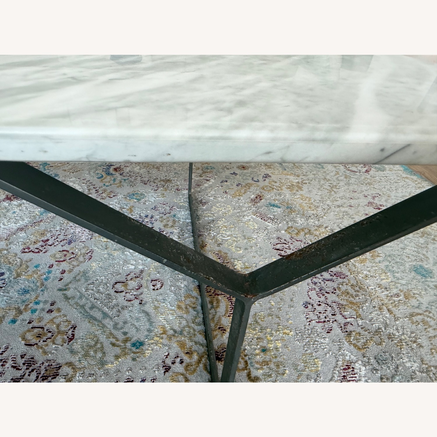 West Elm White Marble & Steel Y-Base Coffee Table - image-4