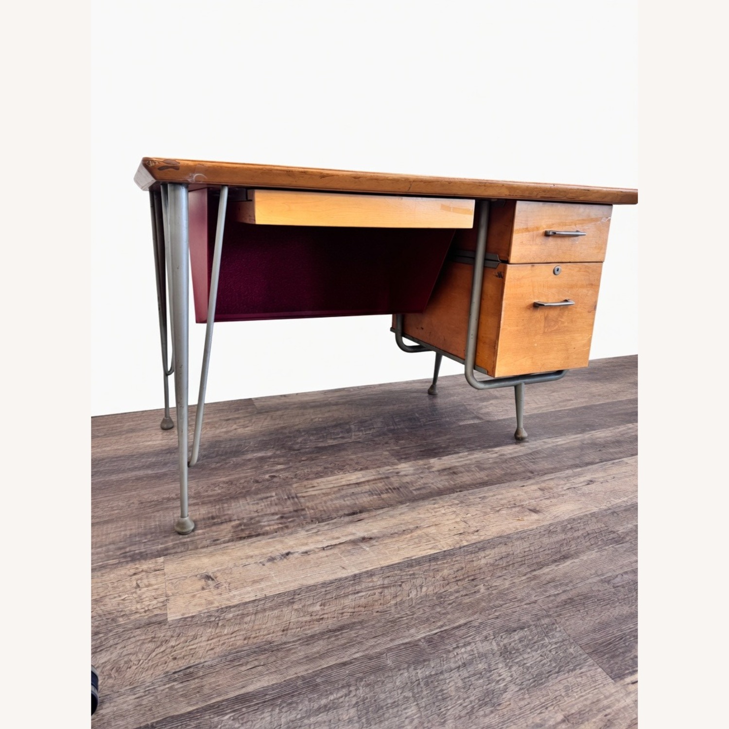 Vintage/Antique Finds Light Brown Wood Desk - image-5