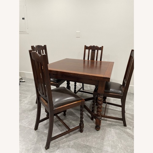 Used Vintage/Antique Finds Dark Brown Wood Dining Set for sale on AptDeco
