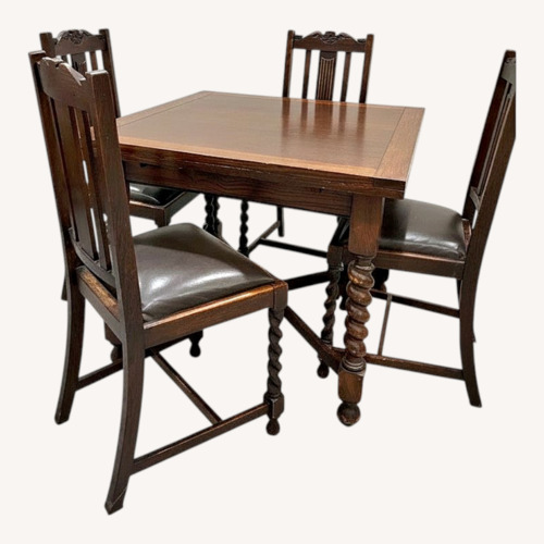 Used Vintage/Antique Finds Dark Brown Wood Dining Set for sale on AptDeco