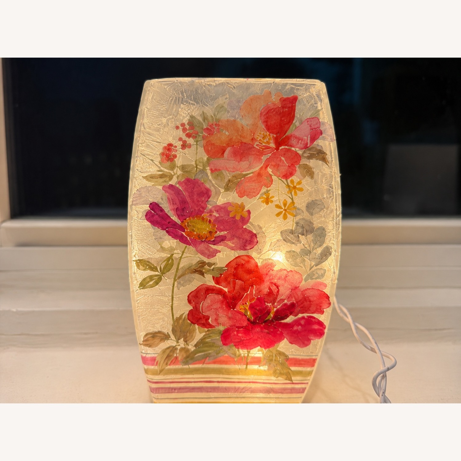 Floral Glass Decorative Accent Lamp - image-4