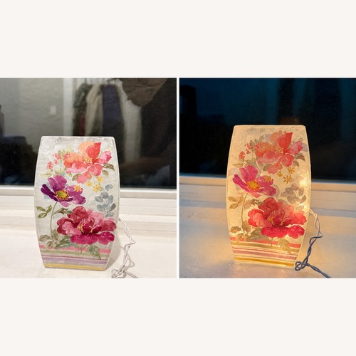 Used Floral Glass Decorative Accent Lamp for sale on AptDeco