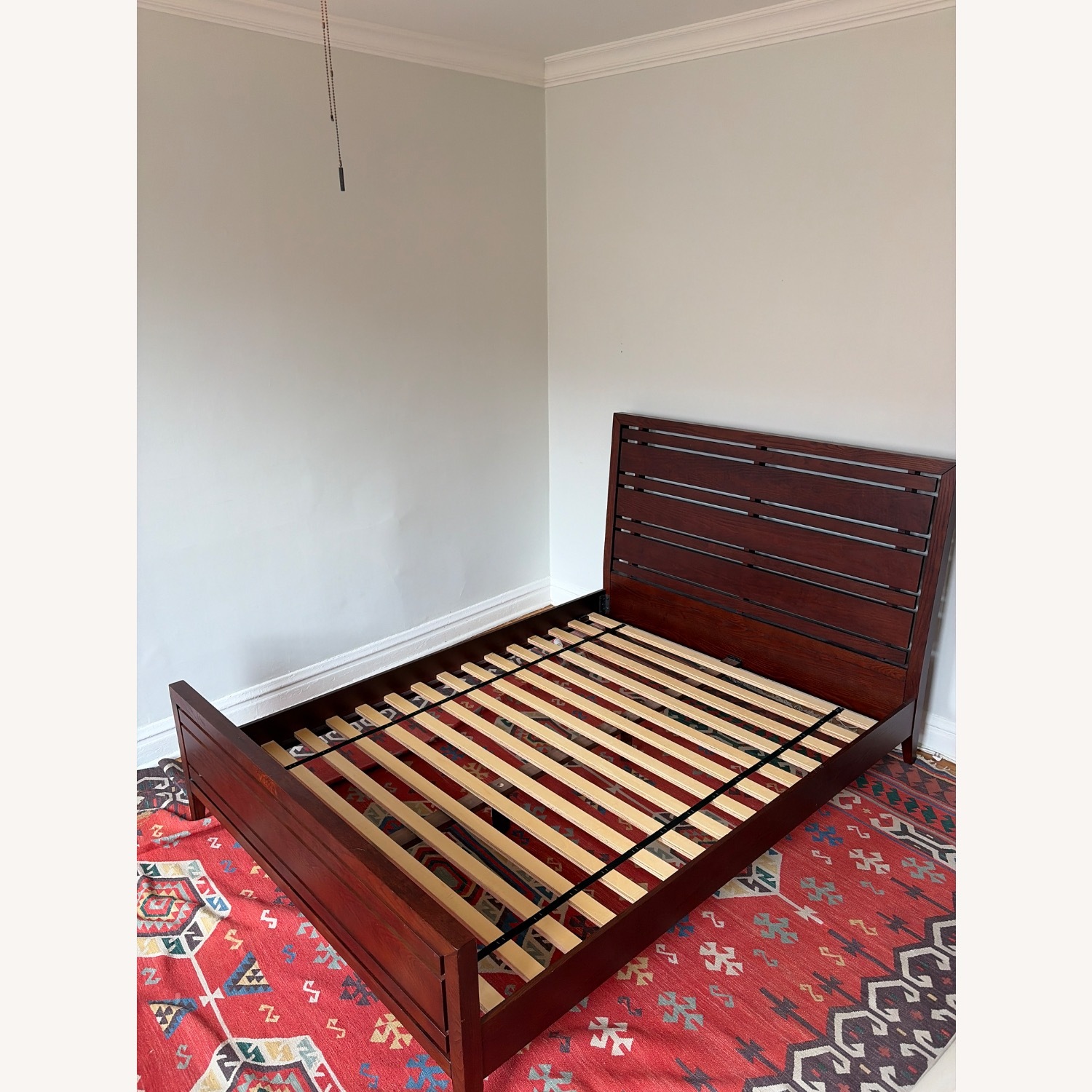 Dark Brown Wood Queen Bed - image-2