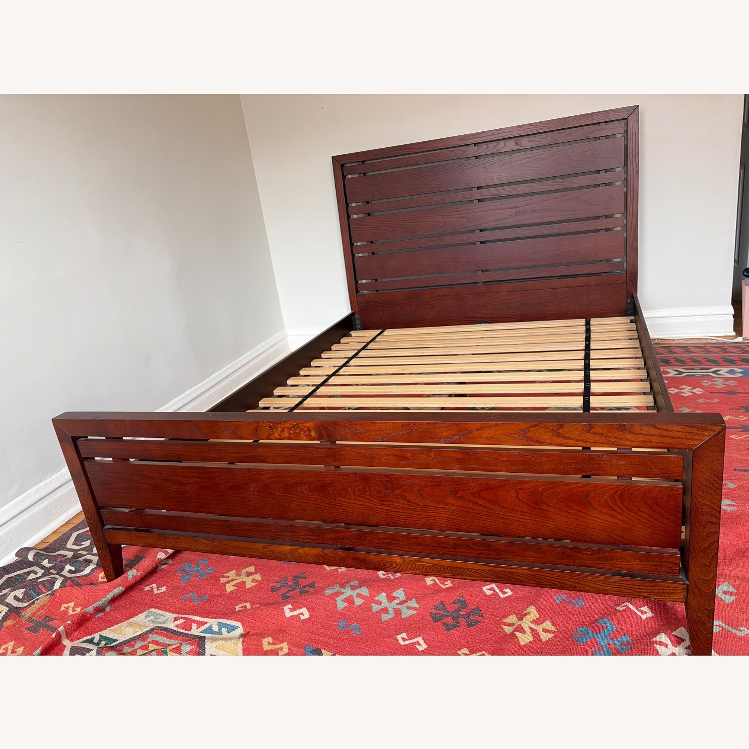 Dark Brown Wood Queen Bed - image-1