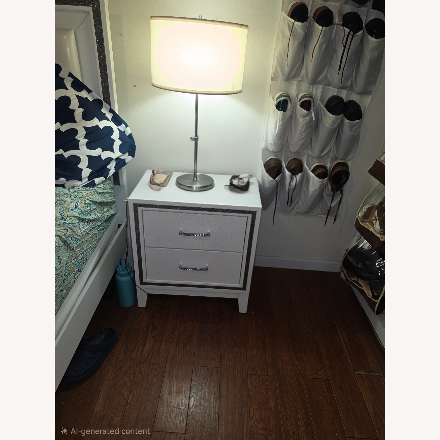 White Fabric Queen Bed - image-5