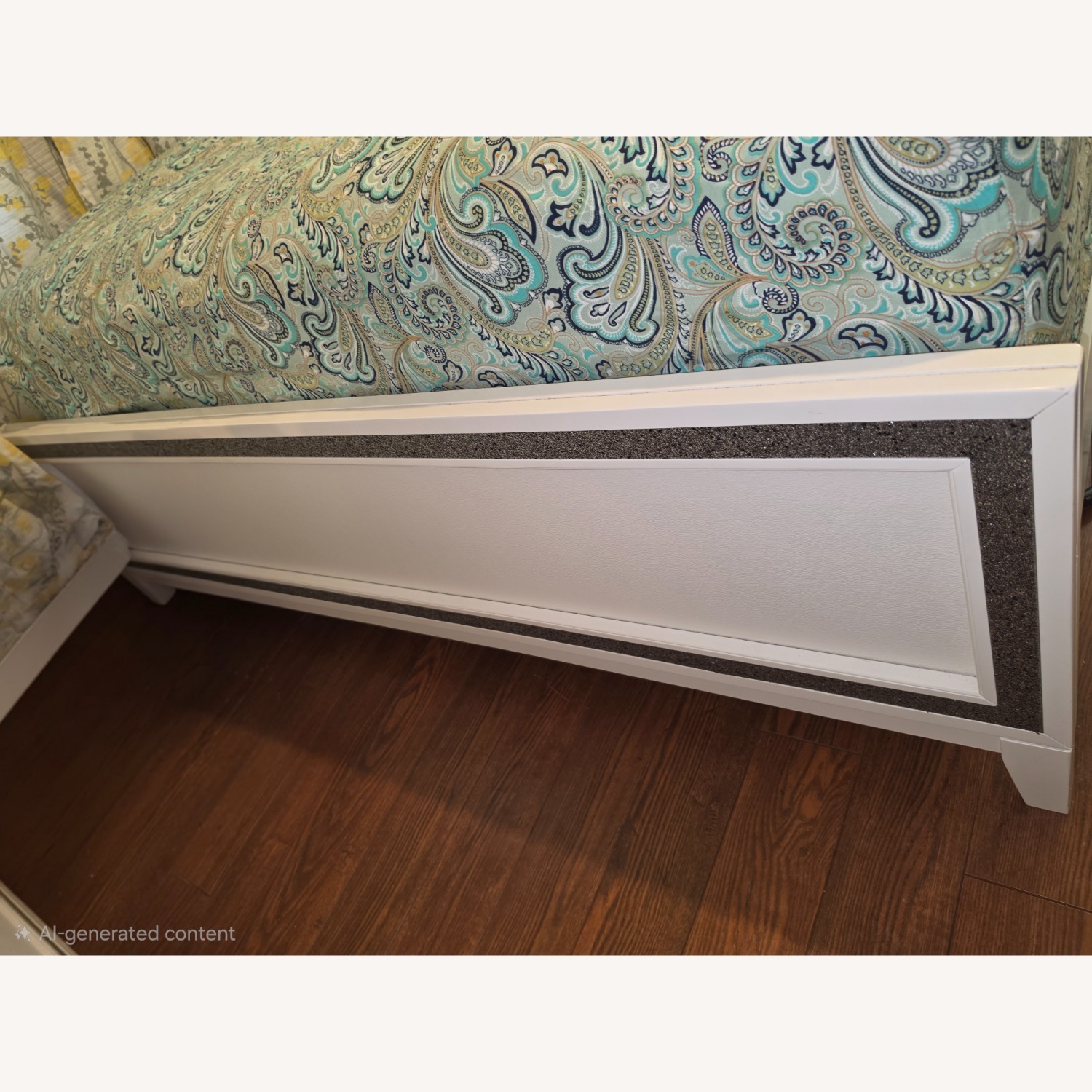 White Fabric Queen Bed - image-2