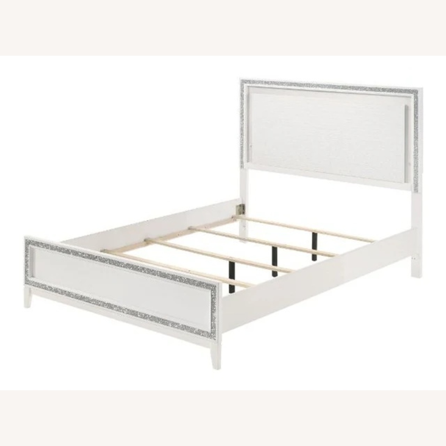 White Fabric Queen Bed - image-9