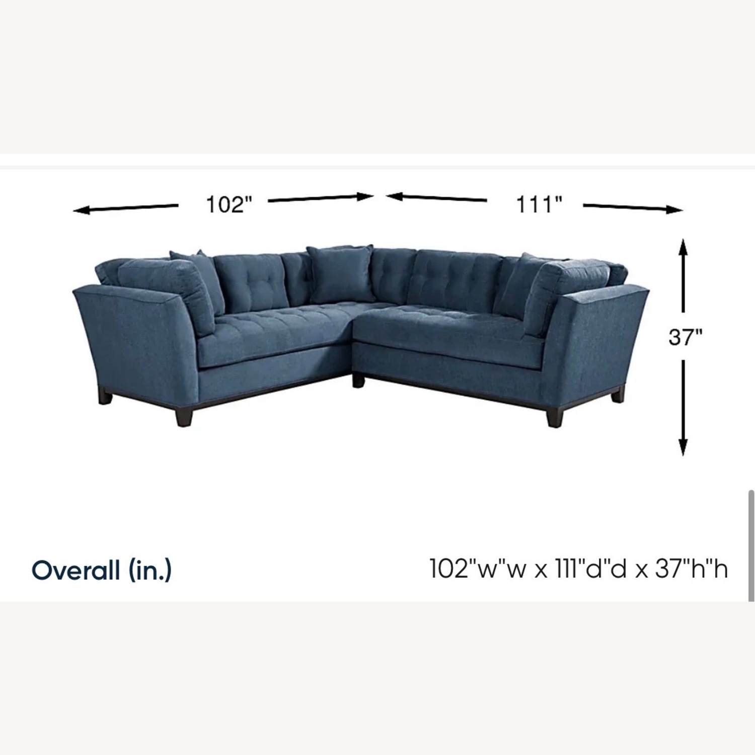 Rooms To Go Cindy Crawford Dark Blue 2 piece sectional - image-4