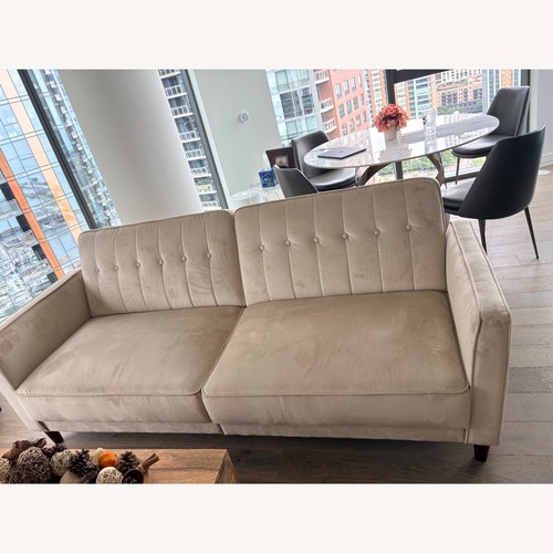 Used Mercury Row Perdue Cream Velvet Convertible Sleeper Sofa for sale on AptDeco
