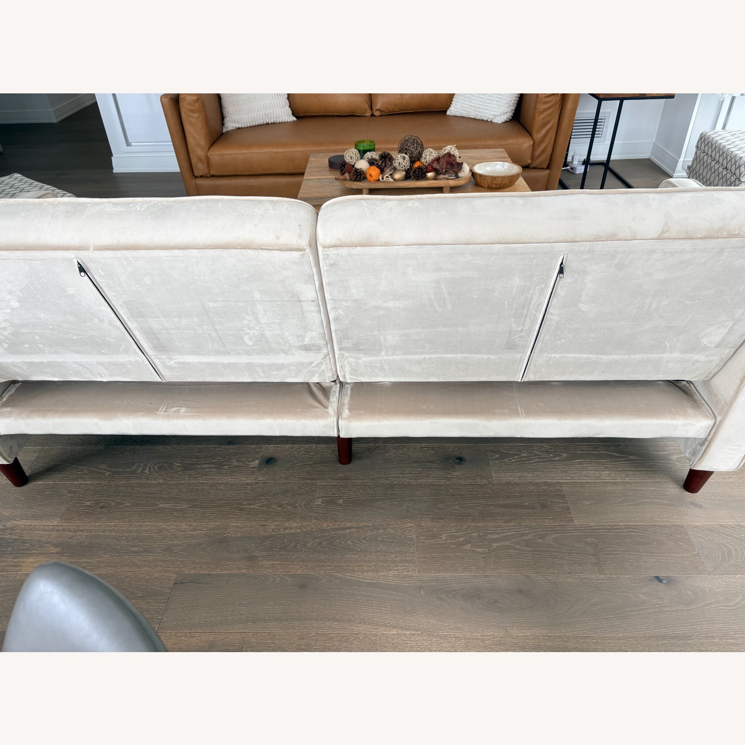 Mercury Row Perdue Cream Velvet Convertible Sleeper Sofa - image-5