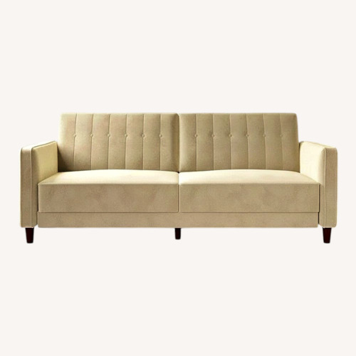 Used Mercury Row Perdue Cream Velvet Convertible Sleeper Sofa for sale on AptDeco