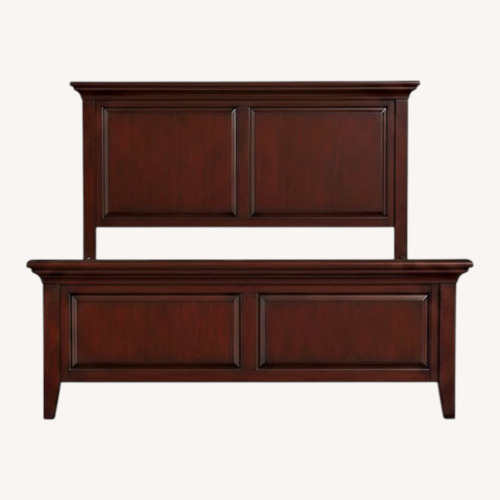 Used Pottery Barn Hudson Dark Brown Wood Queen Bed for sale on AptDeco
