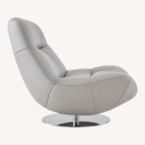 Used Ligne Roset Light Gray Leather Accent Chair for sale on AptDeco
