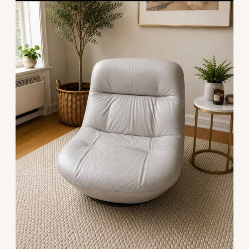 Used Ligne Roset Light Gray Leather Accent Chair for sale on AptDeco
