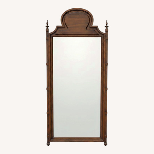 Used Antique Wood Framed Mirror W Brass Details for sale on AptDeco