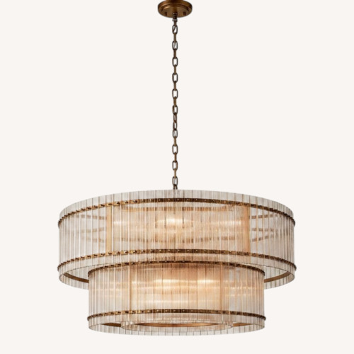 Used Restoration Hardware San Marco Glass Two-Tier Round Chandelier for sale on AptDeco