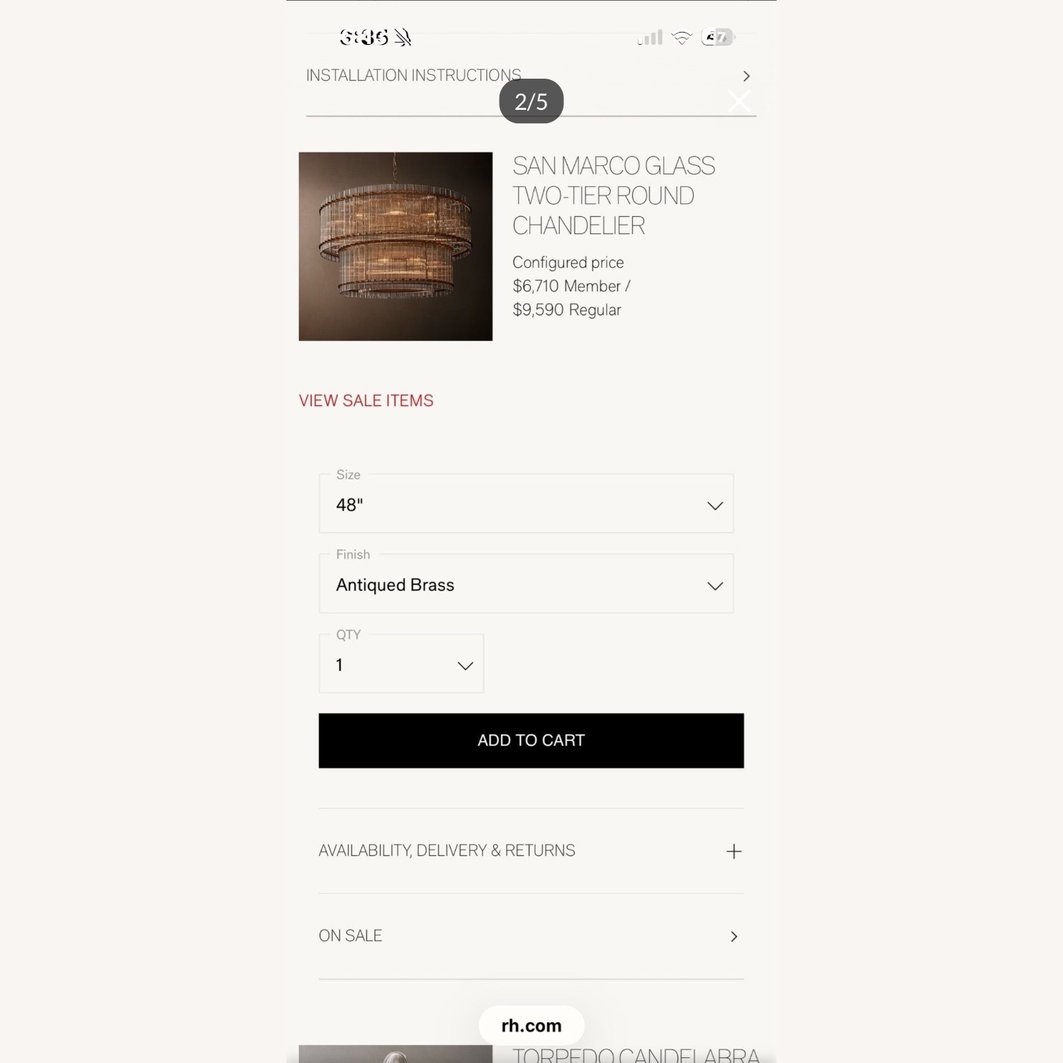 Restoration Hardware San Marco Glass Two-Tier Round Chandelier - image-2
