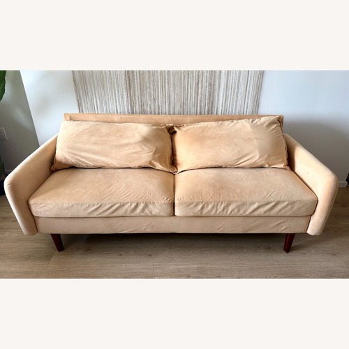 Used Overstock Yellow Velvet 2 Seater Sofa for sale on AptDeco