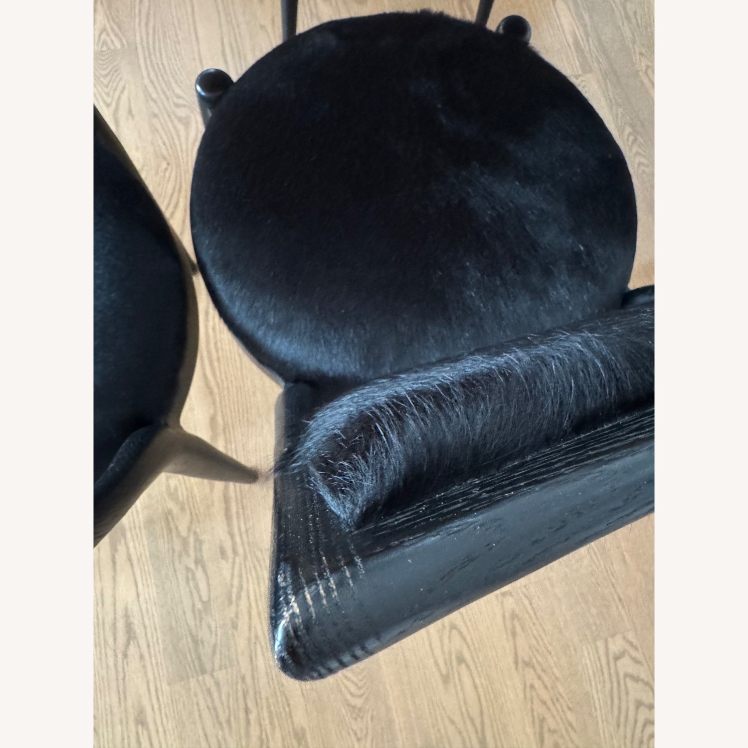CB2 Black Fur and Hide Dining Chairs - image-3