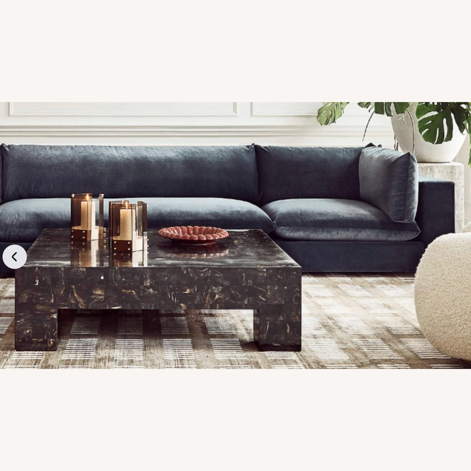 CB2 Deseo Blue Velvet 2 Piece Sectional - image-1