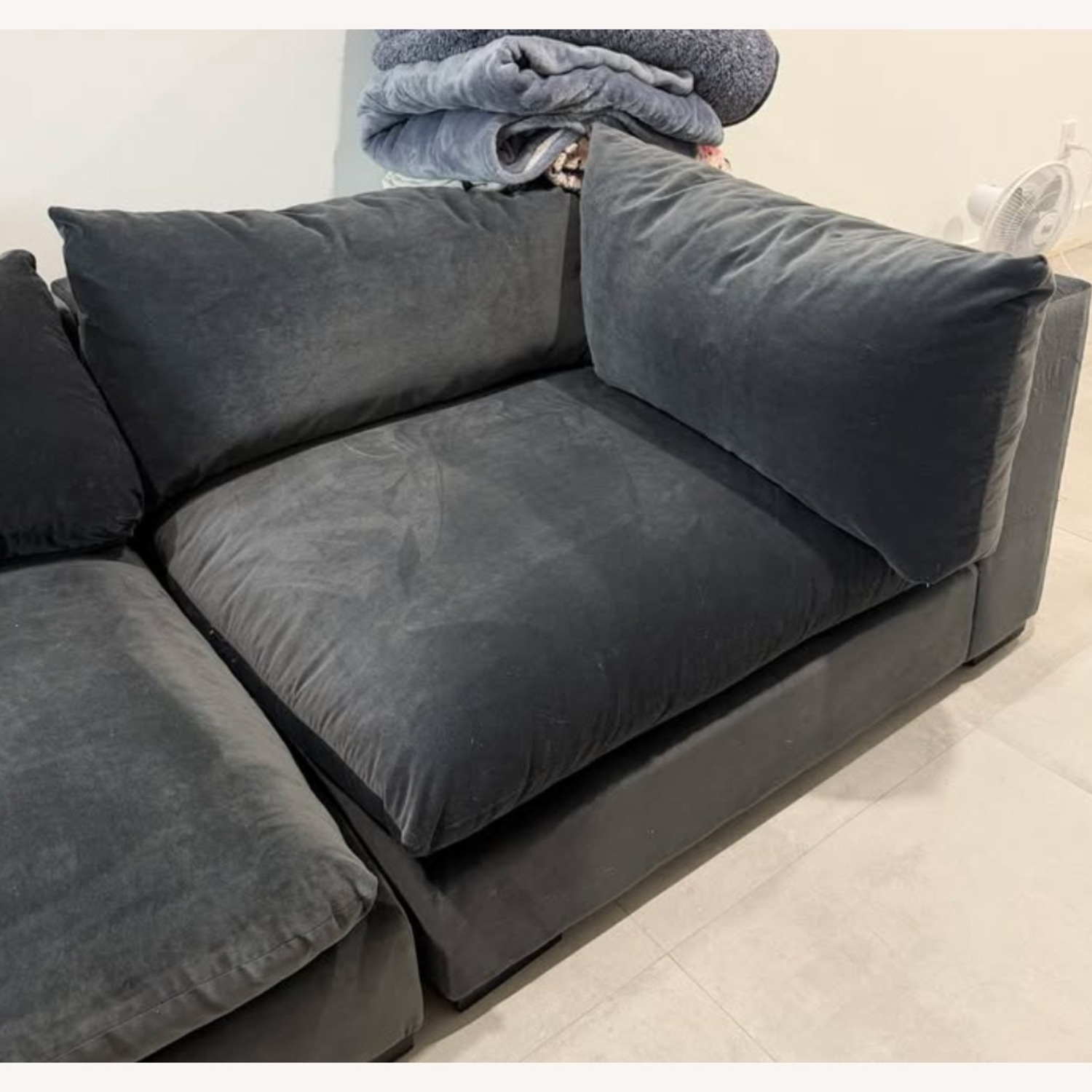CB2 Deseo Blue Velvet 2 Piece Sectional - image-4