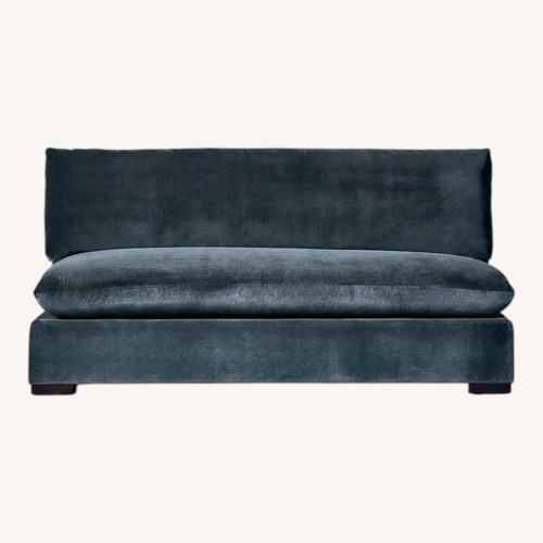Used CB2 Deseo Blue Velvet 2 Piece Sectional for sale on AptDeco